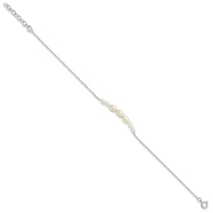 Sterling Silver E-coated with Freshwater Cultured Pearl w/1in ext Bracelet QH5766-7