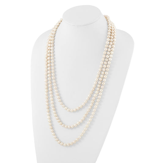 7-8mm White Near-Round Freshwater Cultured Pearl 76 inch Slip on Necklace QH5774