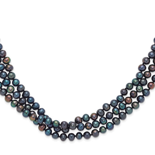 7-8mm Black Near-Round Freshwater Cultured Pearl 76 inch Slip on Necklace QH5777