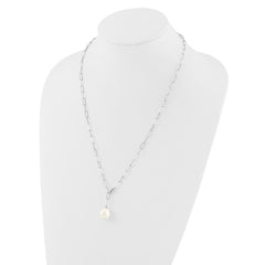 Sterling Silver Rhodium-plated 12-13mm Teardrop Freshwater Cultured Pearl Adjustable 24 inch Necklace QH5794-24