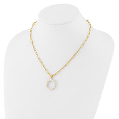 Sterling Silver Gold-plated 3-5.5mm White Button Freshwater Cultured Pearl LETTER O 18 inch Necklace QH5808GPO-18