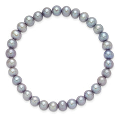 7-8mm Semi-Round Grey/White/Black/Red/Green Freshwater Cultured Pearl Stretch 5-Bracelet Set QH5838