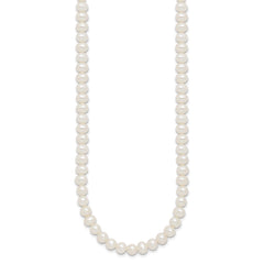Sterling Silver Rhodium-plated 6-7mm Semi-Round White Freshwater Cultured Pearl 14 inch with 2 inch Extender Choker QH5853-14