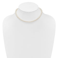 Sterling Silver Rhodium-plated 6-7mm Semi-Round White Freshwater Cultured Pearl 14 inch with 2 inch Extender Choker QH5853-14