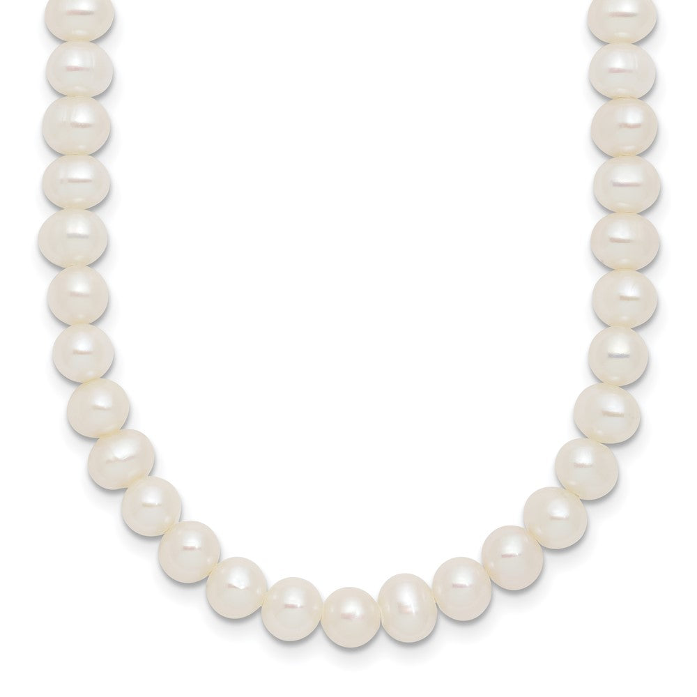 Sterling Silver Rhodium-plated 6-7mm Semi-Round White Freshwater Cultured Pearl 14 inch with 2 inch Extender Choker QH5853-14