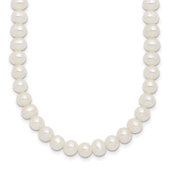 Sterling Silver Rhodium-plated 6-7mm Semi-Round White Freshwater Cultured Pearl 14 inch with 2 inch Extender Choker QH5853-14