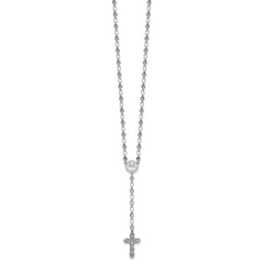 Sterling Silver Rhodium-plated Polished CZ and Diamond-cut Circles 25.5 inch Rosary Necklace QH5879-25.5