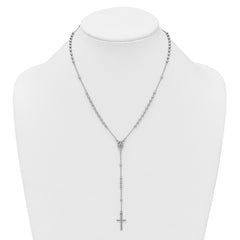 Sterling Silver Rhodium-plated Beaded 17 inch with 1.5 inch extender Rosary Necklace QH5884-17