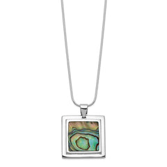 Sterling Silver Rhodium-plated Abalone Pendant Necklace QH698-18
