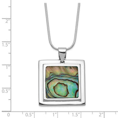 Sterling Silver Rhodium-plated Abalone Pendant Necklace QH698-18