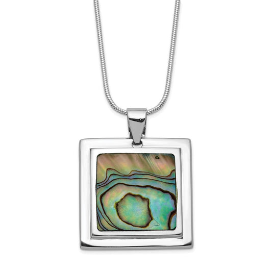 Sterling Silver Rhodium-plated Abalone Pendant Necklace QH698-18