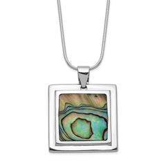 Sterling Silver Rhodium-plated Abalone Pendant Necklace QH698-18