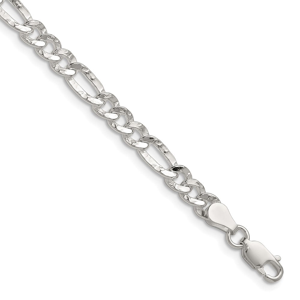 Sterling Silver 4.75mm Hammered Figaro ChainQHF120