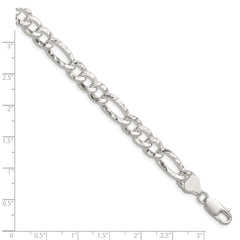 Sterling Silver 7.6mm Hammered Figaro Chain QHF180-8