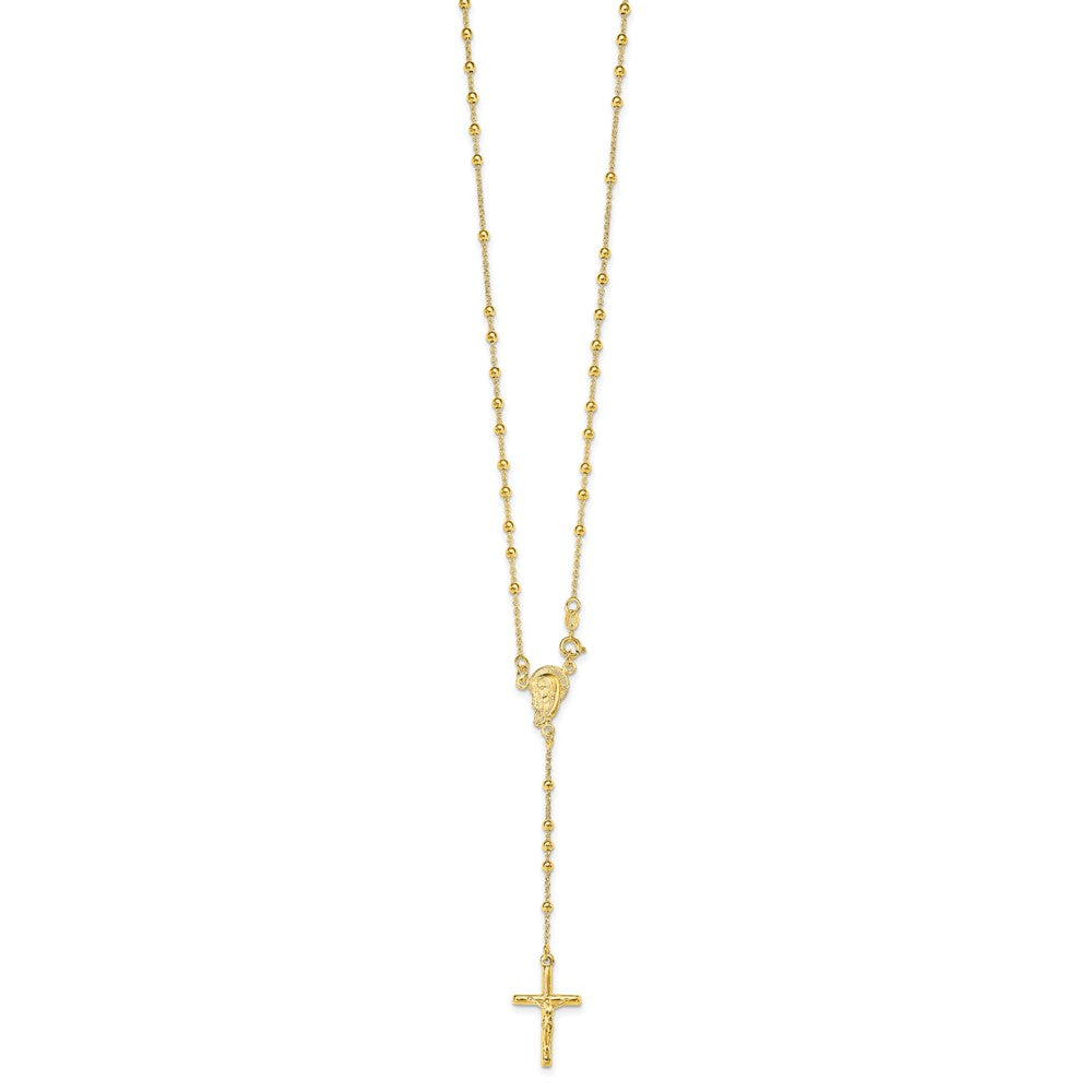 Sterling Silver Gold-plated Polished Bead Rosary 18 inch Necklace QHY2393-18