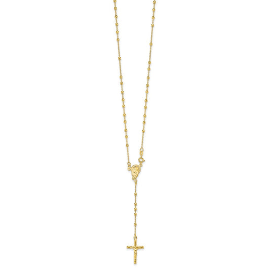 Sterling Silver Gold-plated Polished Bead Rosary 18 inch Necklace QHY2393-18