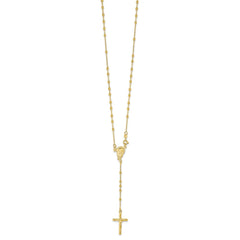 Sterling Silver Gold-plated Polished Bead Rosary 18 inch Necklace QHY2393-18