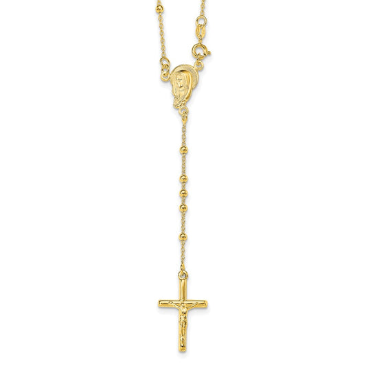 Sterling Silver Gold-plated Polished Bead Rosary 18 inch Necklace QHY2393-18