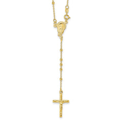 Sterling Silver Gold-plated Polished Bead Rosary 18 inch Necklace QHY2393-18