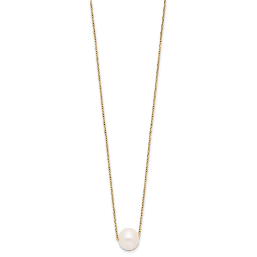 Sterling Silver Gold-tone 10-11mm White Near-Round Freshwater Cultured Pearl 17 inch Necklace QHY5449-17