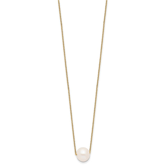 Sterling Silver Gold-tone 10-11mm White Near-Round Freshwater Cultured Pearl 17 inch Necklace QHY5449-17