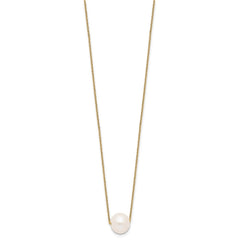 Sterling Silver Gold-tone 10-11mm White Near-Round Freshwater Cultured Pearl 17 inch Necklace QHY5449-17