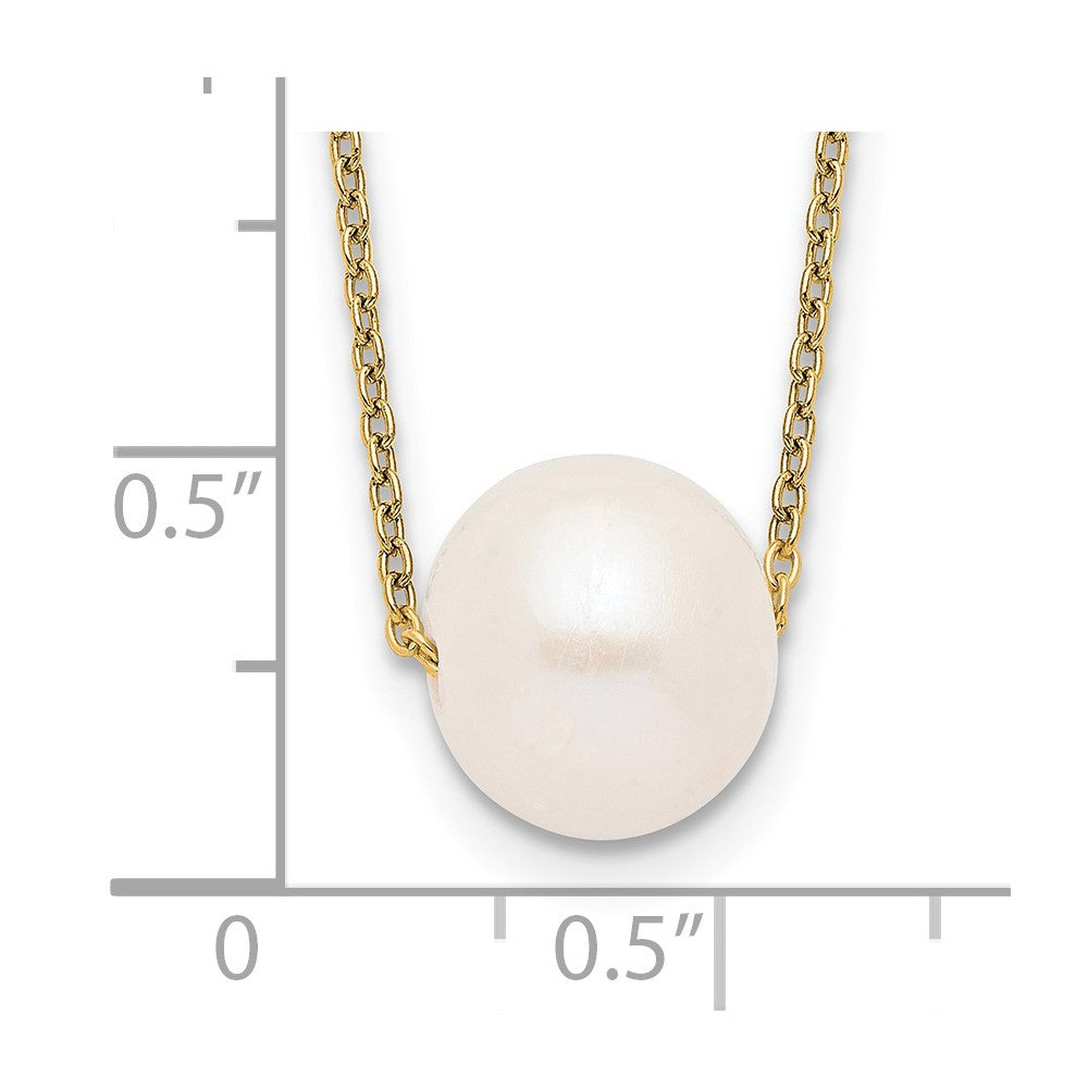 Sterling Silver Gold-tone 10-11mm White Near-Round Freshwater Cultured Pearl 17 inch Necklace QHY5449-17