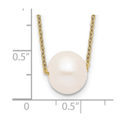 Sterling Silver Gold-tone 10-11mm White Near-Round Freshwater Cultured Pearl 17 inch Necklace QHY5449-17