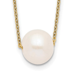 Sterling Silver Gold-tone 10-11mm White Near-Round Freshwater Cultured Pearl 17 inch Necklace QHY5449-17