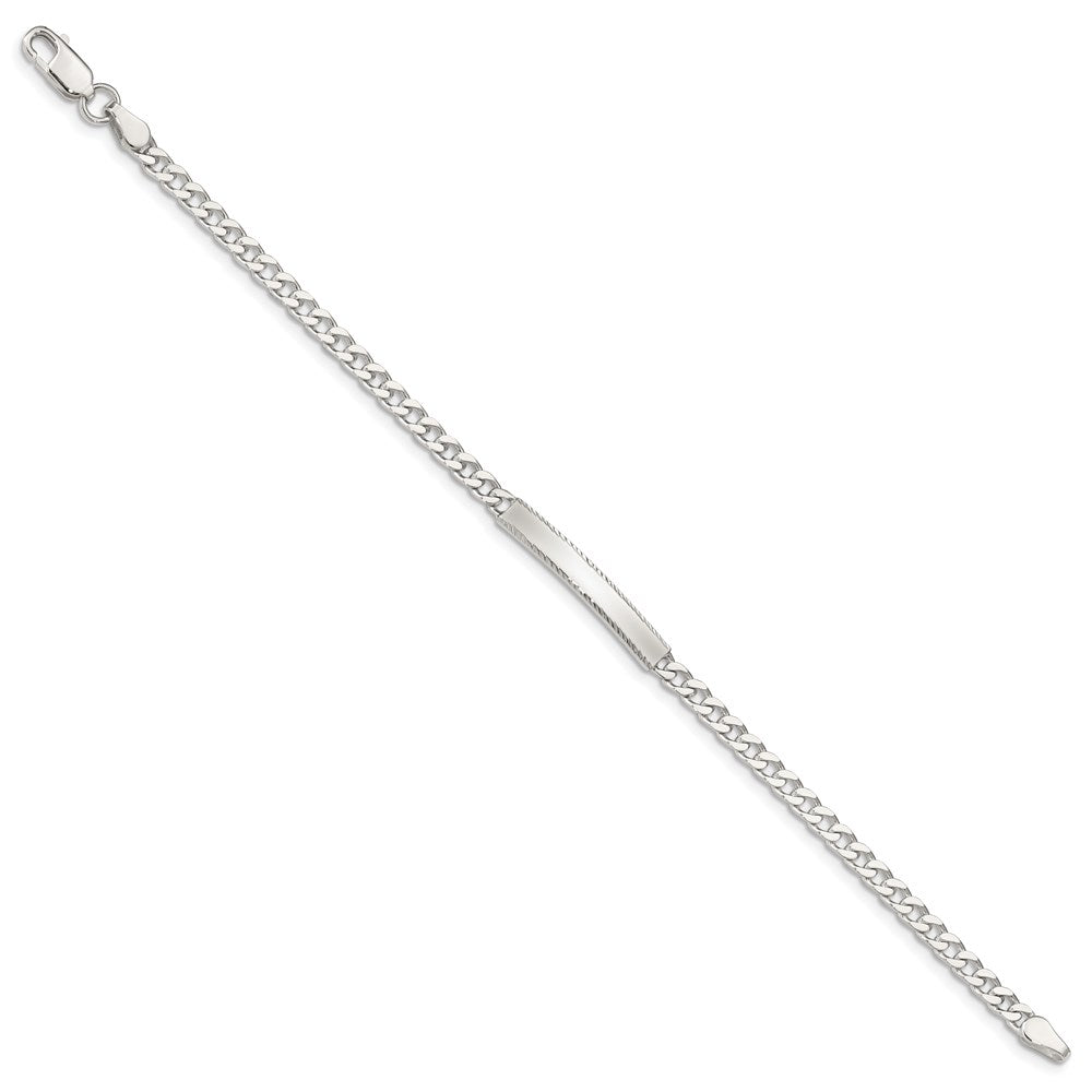 Sterling Silver Diamond-cut Engraveable Curb Link ID Bracelet QID102-7
