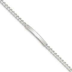 Sterling Silver Diamond-cut Engraveable Curb Link ID Bracelet QID102-7