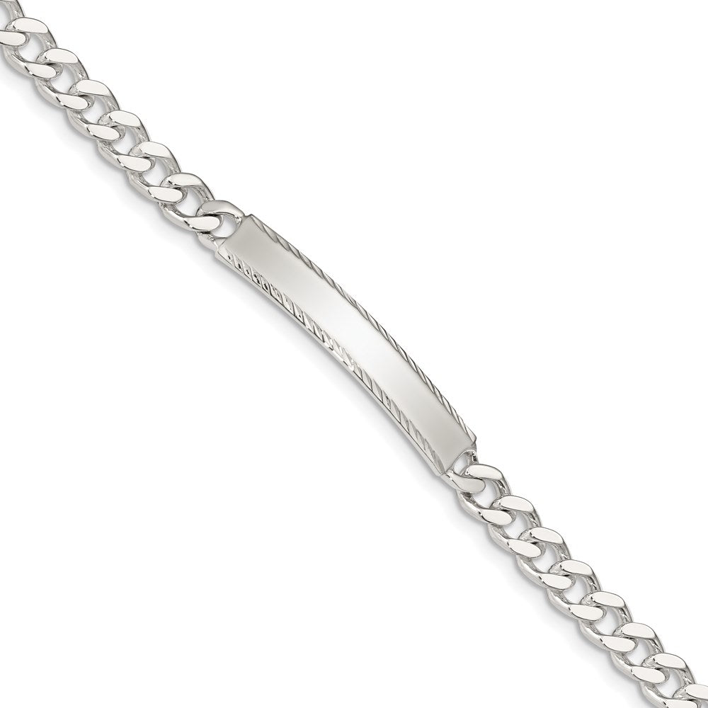 Sterling Silver Diamond-cut Engraveable Curb Link ID Bracelet QID103-7
