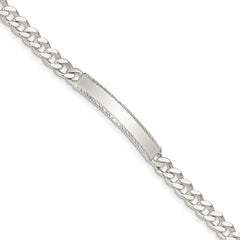 Sterling Silver Diamond-cut Engraveable Curb Link ID Bracelet QID103-7