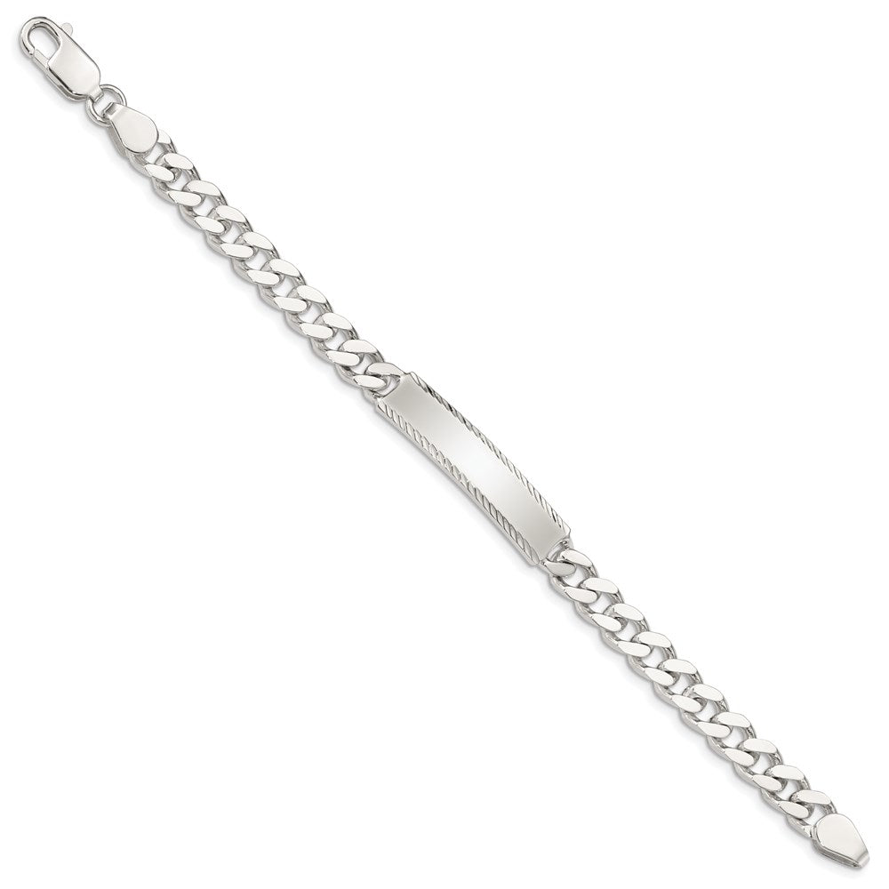 Sterling Silver Diamond-cut Engraveable Curb Link ID Bracelet QID104-7