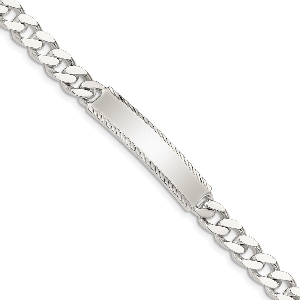Sterling Silver Diamond-cut Engraveable Curb Link ID Bracelet QID104-7