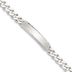 Sterling Silver Diamond-cut Engraveable Curb Link ID Bracelet QID104-7