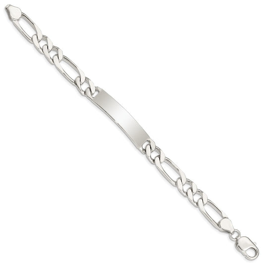 Sterling Silver 8.5inch Polished Engraveable Figaro Link ID Bracelet QID109-7.5