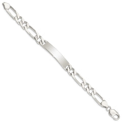 Sterling Silver 8.5inch Polished Engraveable Figaro Link ID Bracelet QID109-7.5