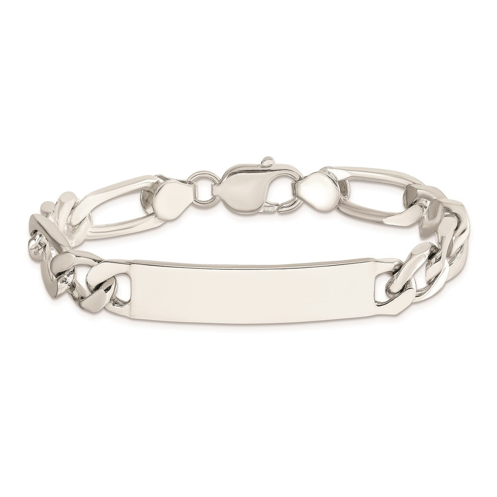Sterling Silver 8.5inch Polished Engraveable Figaro Link ID Bracelet QID109-7.5