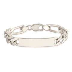 Sterling Silver 8.5inch Polished Engraveable Figaro Link ID Bracelet QID109-7.5