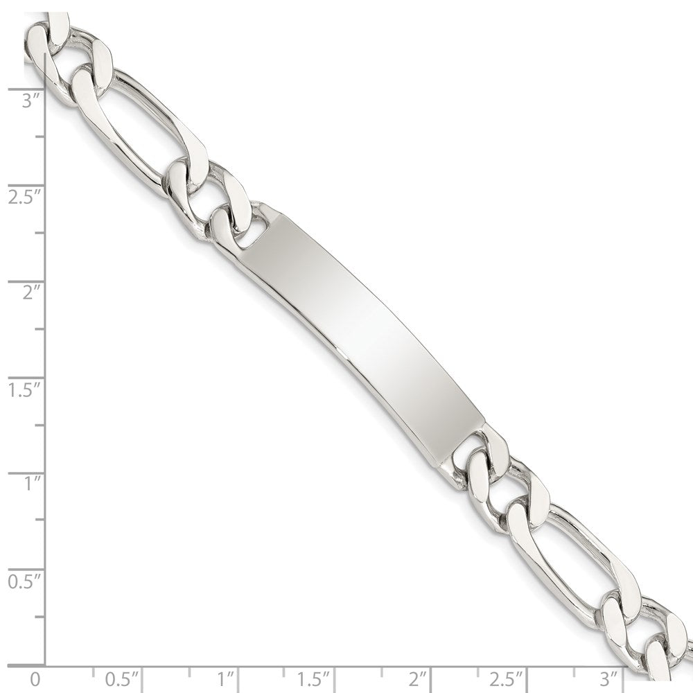 Sterling Silver 8.5inch Polished Engraveable Figaro Link ID Bracelet QID109-7.5
