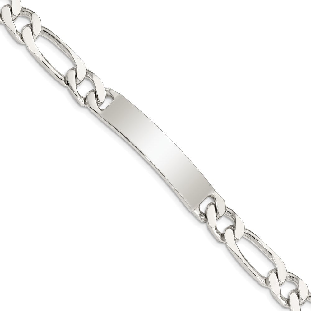 Sterling Silver 8.5inch Polished Engraveable Figaro Link ID Bracelet QID109-7.5