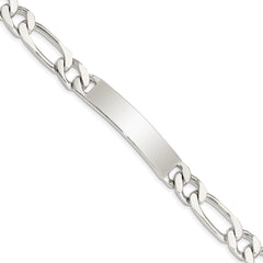 Sterling Silver 8.5inch Polished Engraveable Figaro Link ID Bracelet QID109-7.5