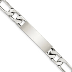 Sterling Silver 8.5 inch Polished Engraveable Figaro Link ID Bracelet QID111
