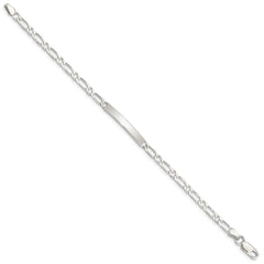 Sterling Silver 7inch Polished Engraveable 1 Figaro Link ID Bracelet QID112-7
