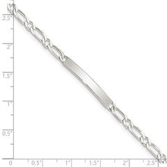 Sterling Silver 7inch Polished Engraveable 1 Figaro Link ID Bracelet QID112-7