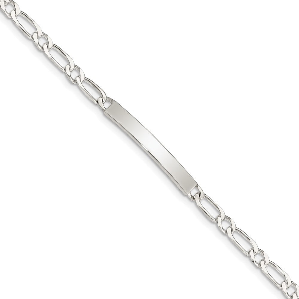 Sterling Silver 7inch Polished Engraveable 1 Figaro Link ID Bracelet QID112-7