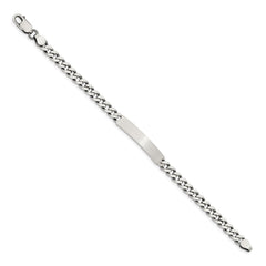 Sterling Silver 8inch Engraveable Antiqued Curb Link ID Bracelet QID118-7