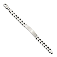 Sterling Silver 8inch Engraveable Antiqued Curb Link ID Bracelet QID121-7