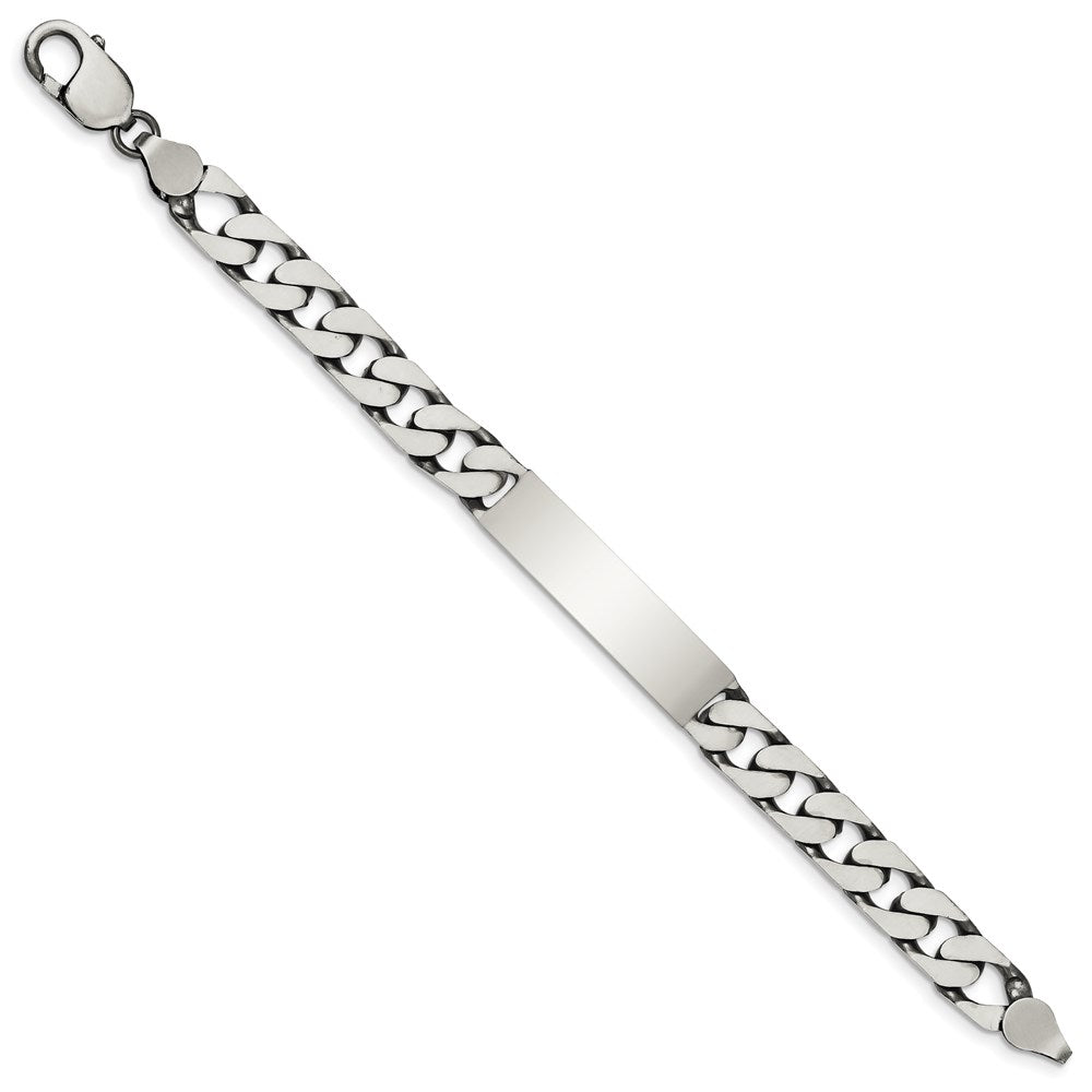 Sterling Silver 7.5inch Engraveable Antiqued Curb Link ID Bracelet QID122